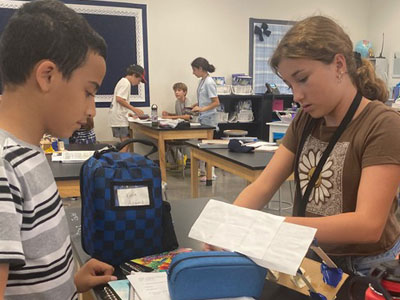 Middle school students in classroom